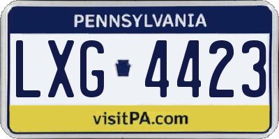 PA license plate LXG4423
