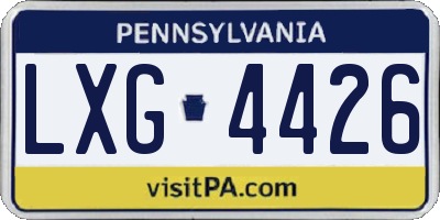 PA license plate LXG4426