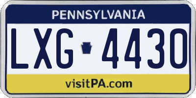 PA license plate LXG4430