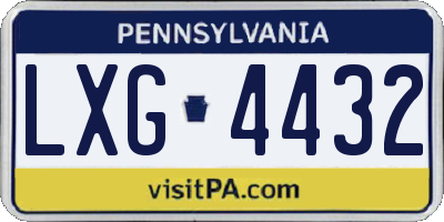 PA license plate LXG4432