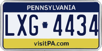 PA license plate LXG4434