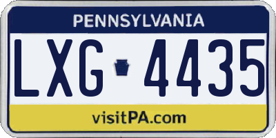 PA license plate LXG4435
