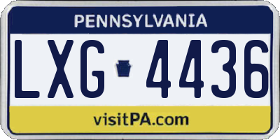 PA license plate LXG4436