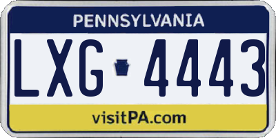 PA license plate LXG4443
