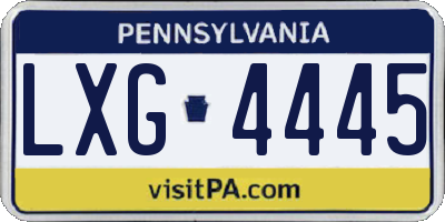 PA license plate LXG4445