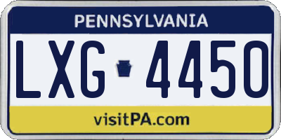 PA license plate LXG4450