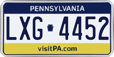 PA license plate LXG4452