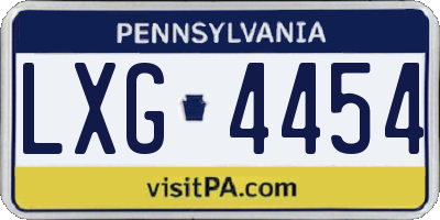 PA license plate LXG4454