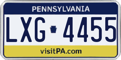 PA license plate LXG4455
