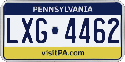 PA license plate LXG4462