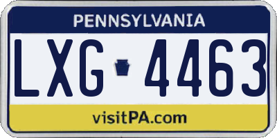PA license plate LXG4463