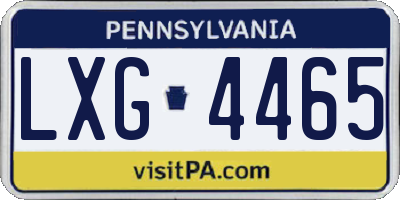 PA license plate LXG4465