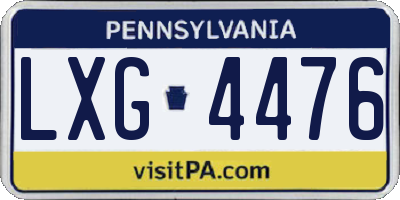 PA license plate LXG4476