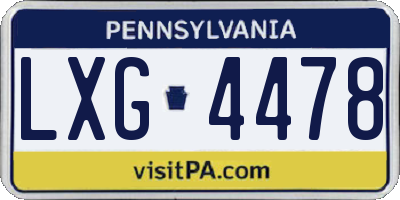 PA license plate LXG4478