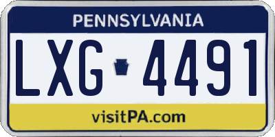PA license plate LXG4491