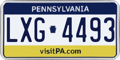 PA license plate LXG4493