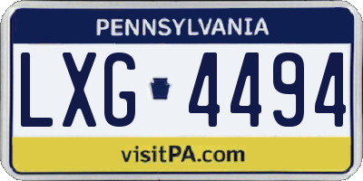 PA license plate LXG4494