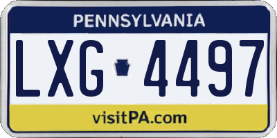 PA license plate LXG4497