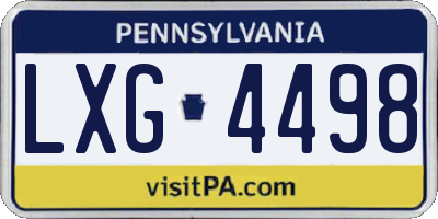 PA license plate LXG4498