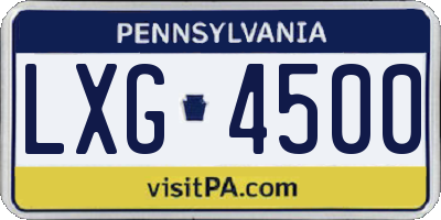 PA license plate LXG4500