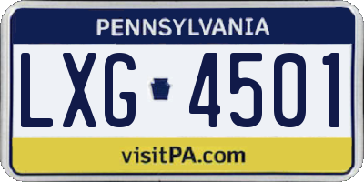 PA license plate LXG4501