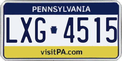 PA license plate LXG4515