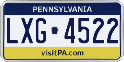 PA license plate LXG4522