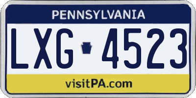 PA license plate LXG4523
