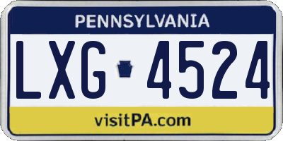PA license plate LXG4524