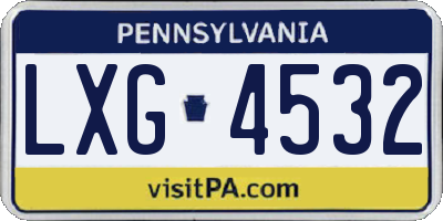 PA license plate LXG4532