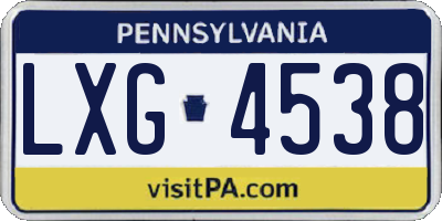 PA license plate LXG4538