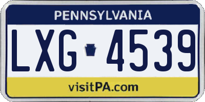 PA license plate LXG4539