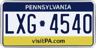PA license plate LXG4540
