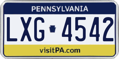 PA license plate LXG4542