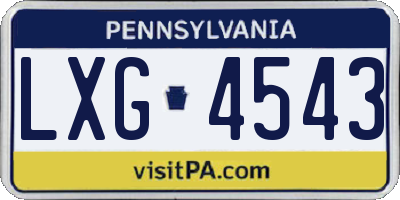 PA license plate LXG4543