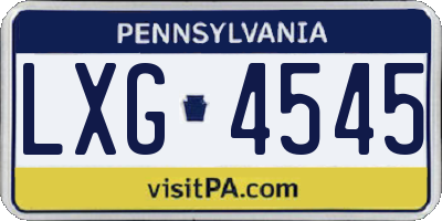 PA license plate LXG4545