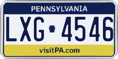 PA license plate LXG4546