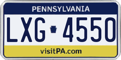 PA license plate LXG4550