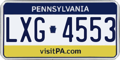 PA license plate LXG4553