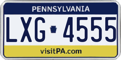 PA license plate LXG4555