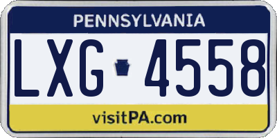 PA license plate LXG4558