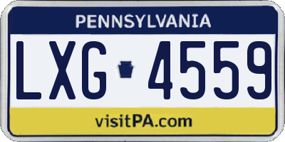 PA license plate LXG4559