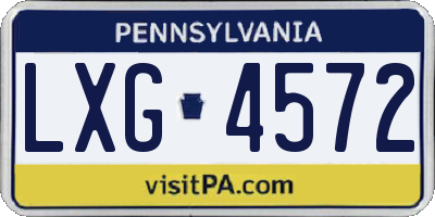 PA license plate LXG4572