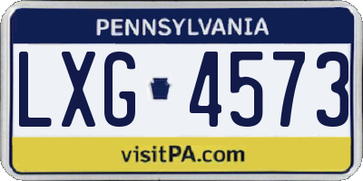 PA license plate LXG4573