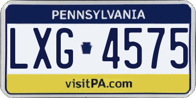 PA license plate LXG4575