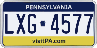 PA license plate LXG4577