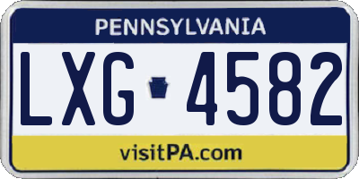 PA license plate LXG4582