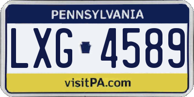 PA license plate LXG4589