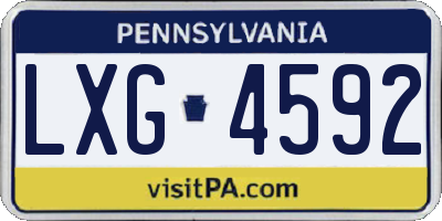 PA license plate LXG4592