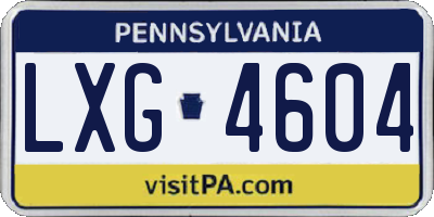 PA license plate LXG4604